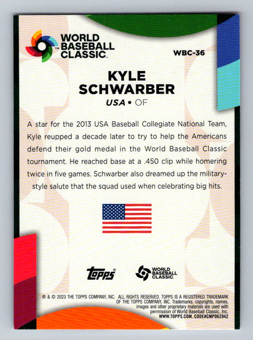 2023 Topps #WBC-36 Kyle Schwarber 2023 World Baseball Classic Stars