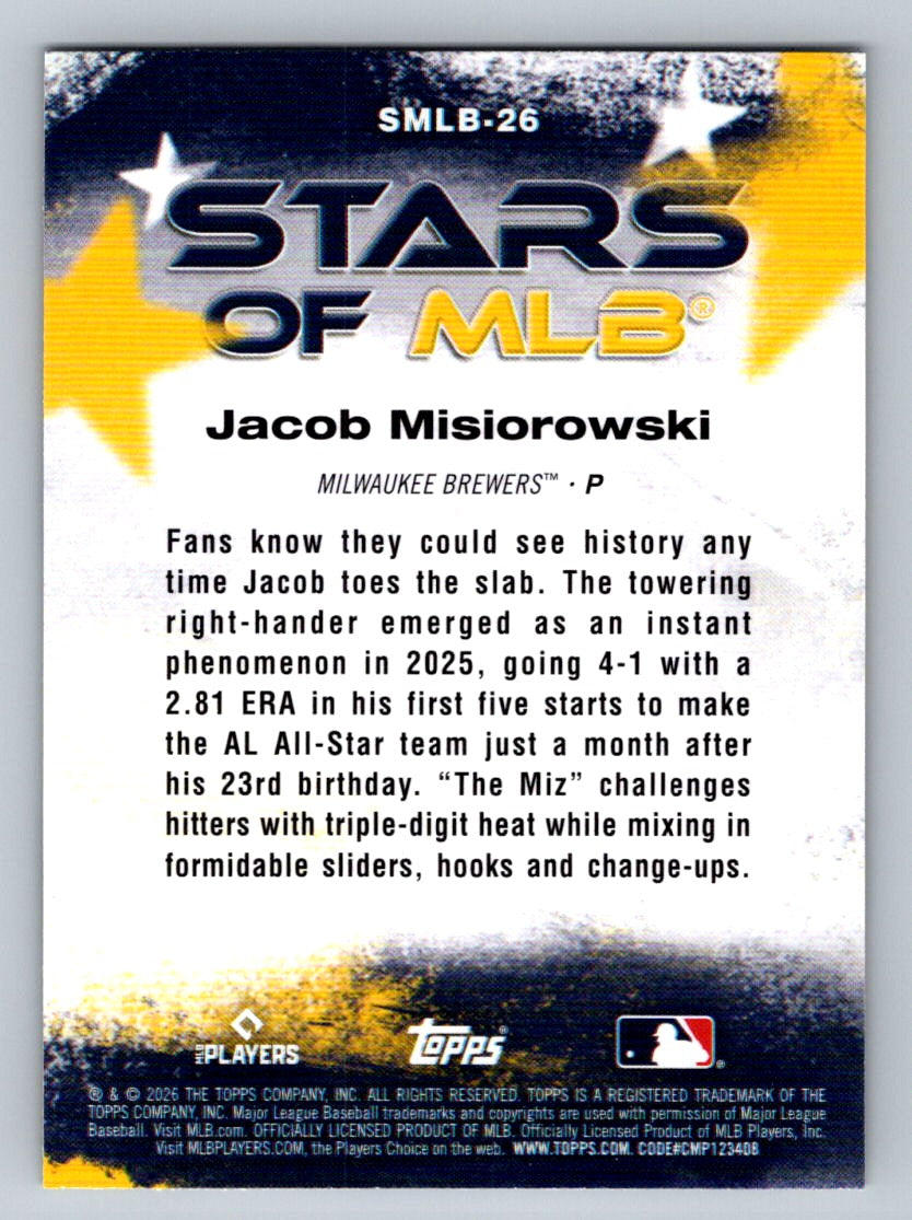 2026 Topps #SMLB-26 Jacob Misiorowski Stars of MLB