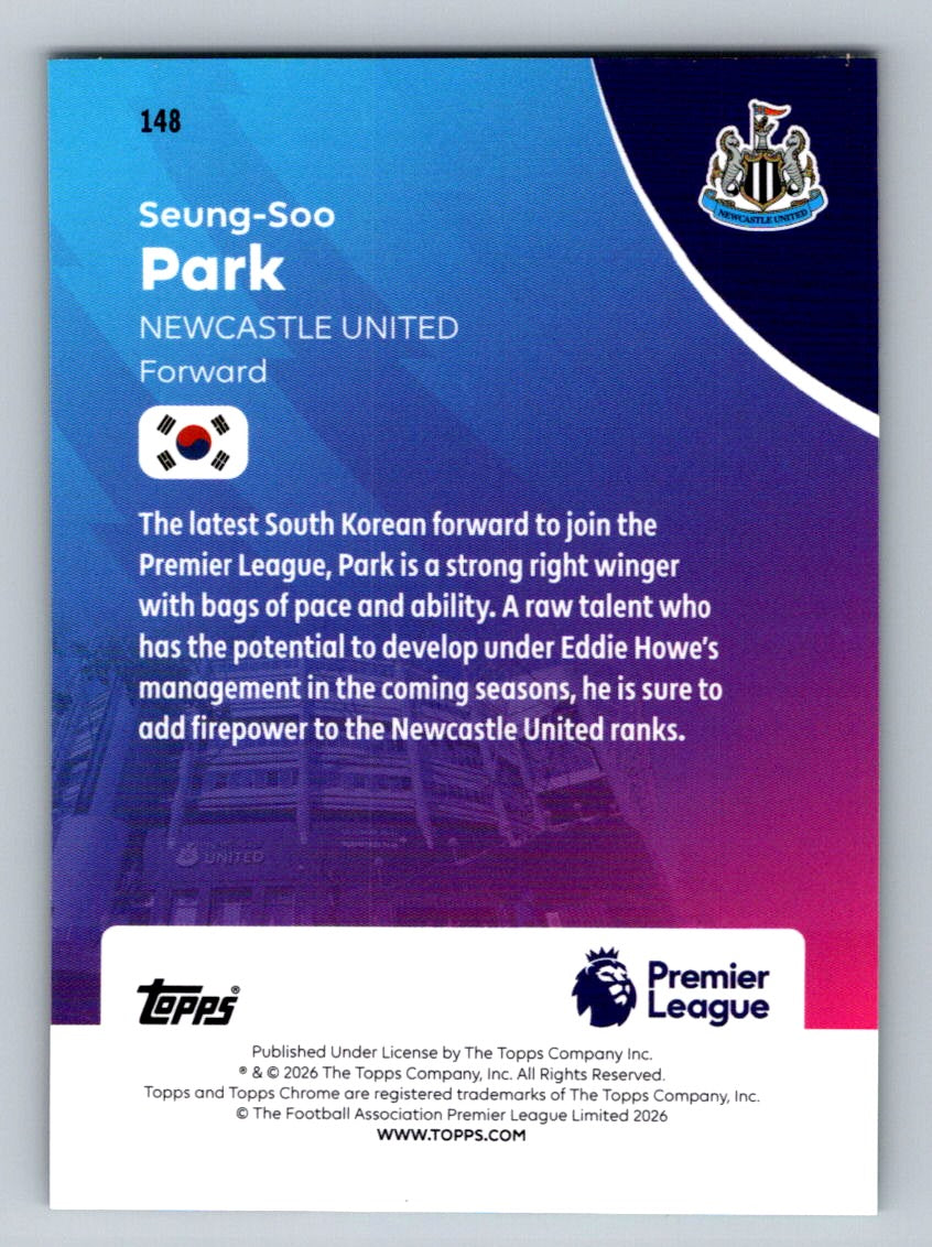 2025-26 Topps Chrome Premier League #148 Seung-Soo Park
