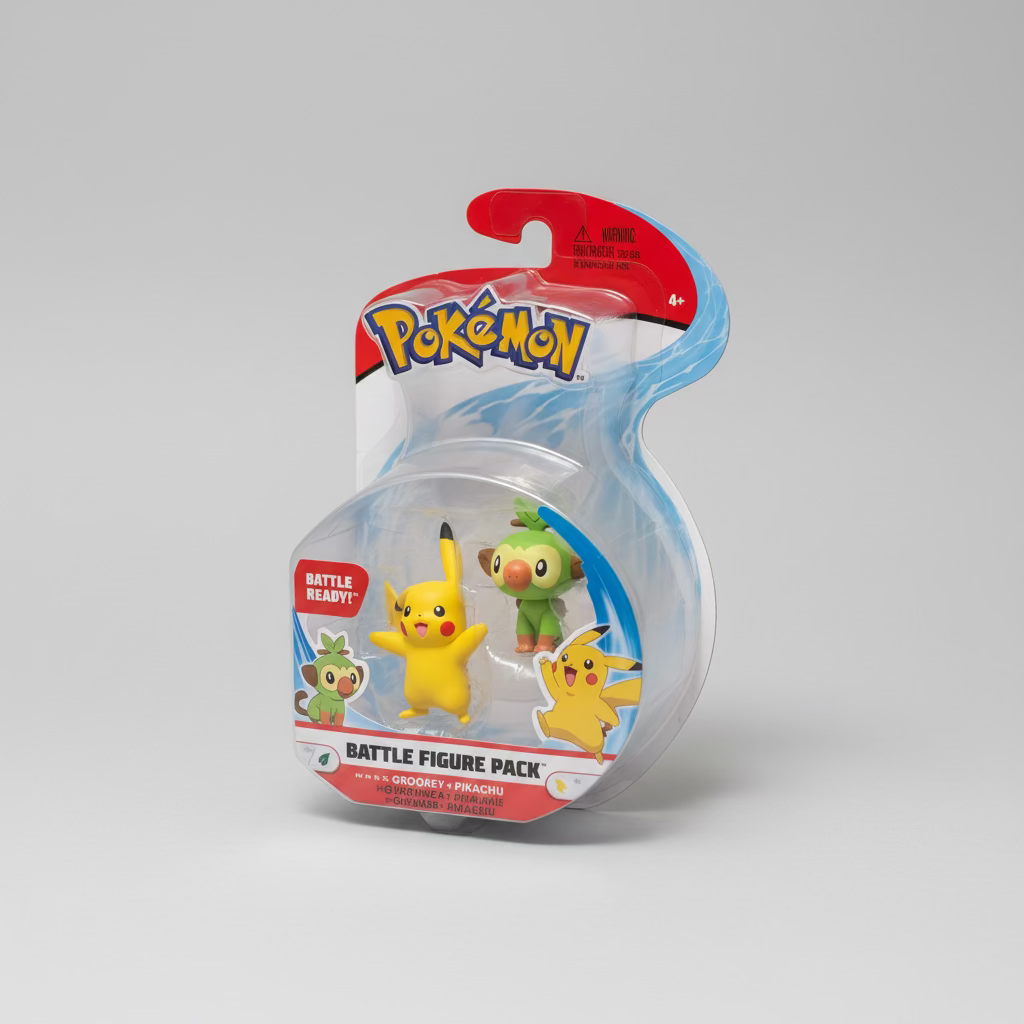 Pokemon New Sword and Shield Battle Action Figure 2 Pack Pikachu and Grookey